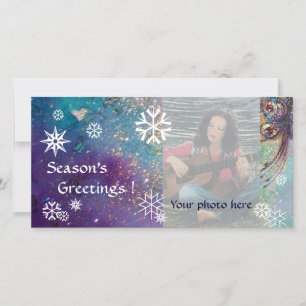 Cartes Pour Fêtes Annuelles LAMES À NEIGE, bleu, vert, blanc, jaune