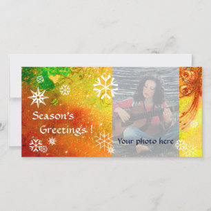 Cartes Pour Fêtes Annuelles LAMES À NEIGE, jaune, rouge, marron, orange, vert,