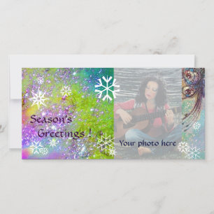 Cartes Pour Fêtes Annuelles LAMES DE NEIGE, violet, vert, bleu, blanc