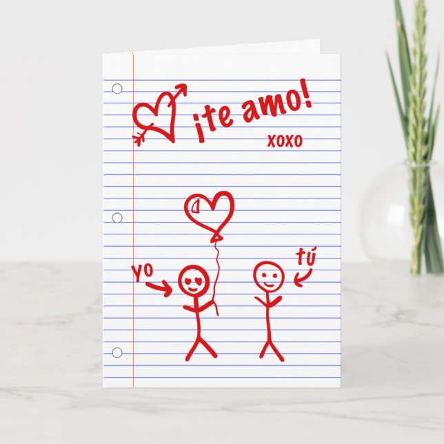 Cartes Pour Fêtes Annuelles l'amo bocetos de papel de cuaderno (Devant)