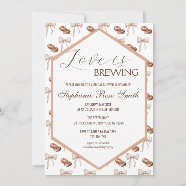 Cartes Pour Fêtes Annuelles L'amour brasse l'invitation de la douche nuptiale (Devant)