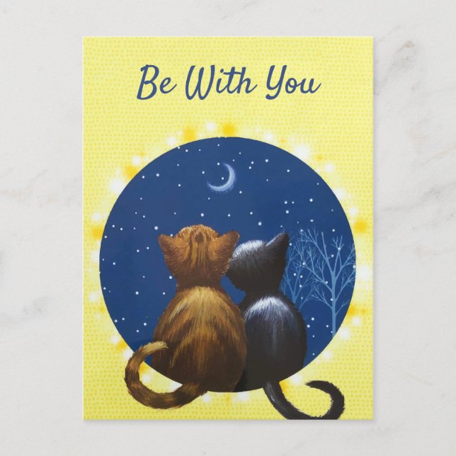 Cartes Pour Fêtes Annuelles L'amour de lune de chat soit avec vous (Devant)