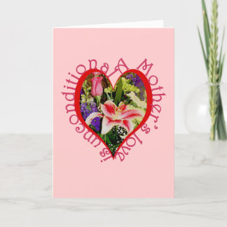 Cartes Pour Fêtes Annuelles L'amour de Mère est un Cœur et des Fleurs Incondit