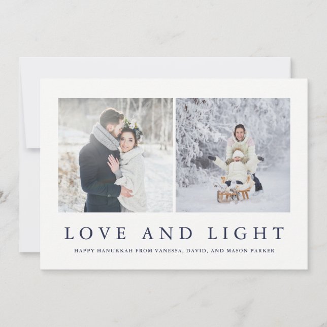 Cartes Pour Fêtes Annuelles L'amour et allument la photo moderne de | Hanoukka (Devant)
