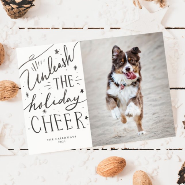 Cartes Pour Fêtes Annuelles Lancer la photo Cheer Dog Noël (Créateur téléchargé)