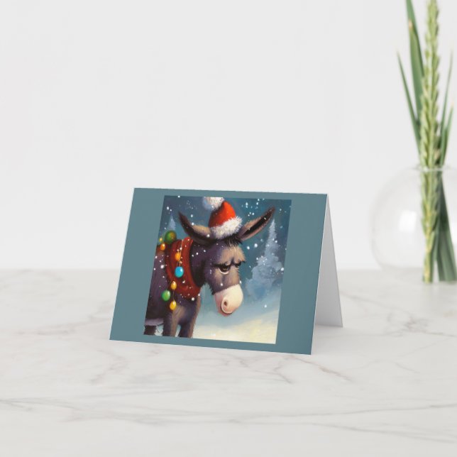 Cartes Pour Fêtes Annuelles L'âne de Noël 2 (Devant)