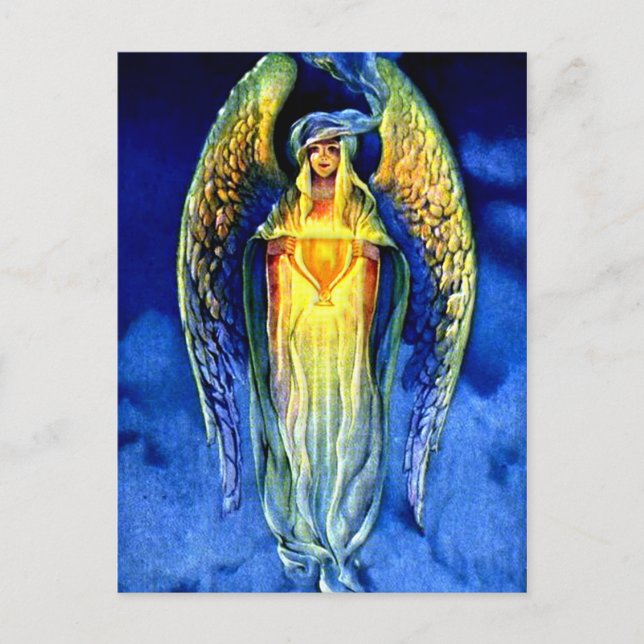 Cartes Pour Fêtes Annuelles L'ange bleu dans l'esprit de Noël (Devant)