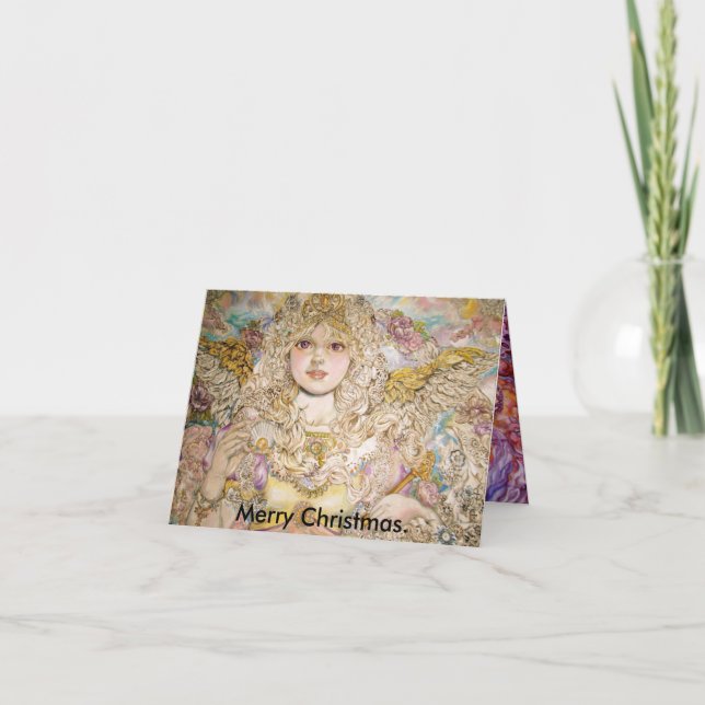 Cartes Pour Fêtes Annuelles L'ange de la perle d'or., Joyeux Noël (Devant)