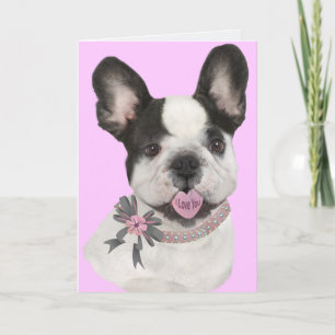 Cartes Pour Fêtes Annuelles Langue en forme de coeur de Bulldog