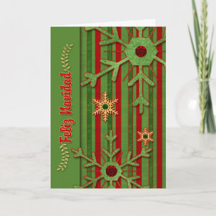 Cartes Pour Fêtes Annuelles Langue espagnole Noël Feliz Navidad Red Green