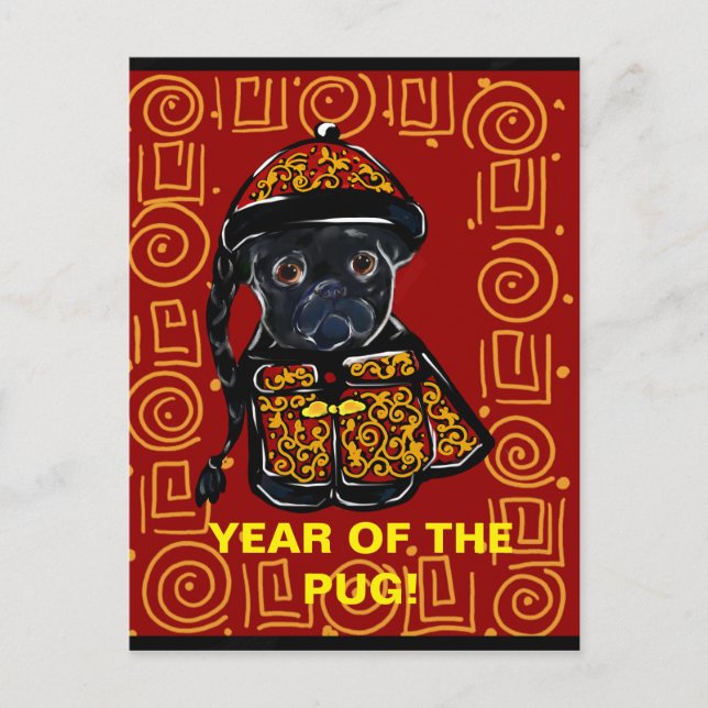 Cartes Pour Fêtes Annuelles L'Année du Dog (Devant)