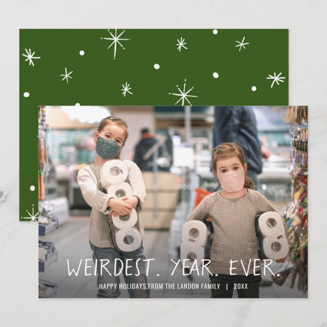 Cartes Pour Fêtes Annuelles L'année la plus étrange jamais - photo de Noël (Devant / Derrière)