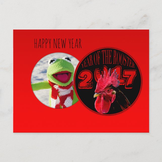 Cartes Pour Fêtes Annuelles L'année rustique 2017 de coq ajoutent votre image (Devant)
