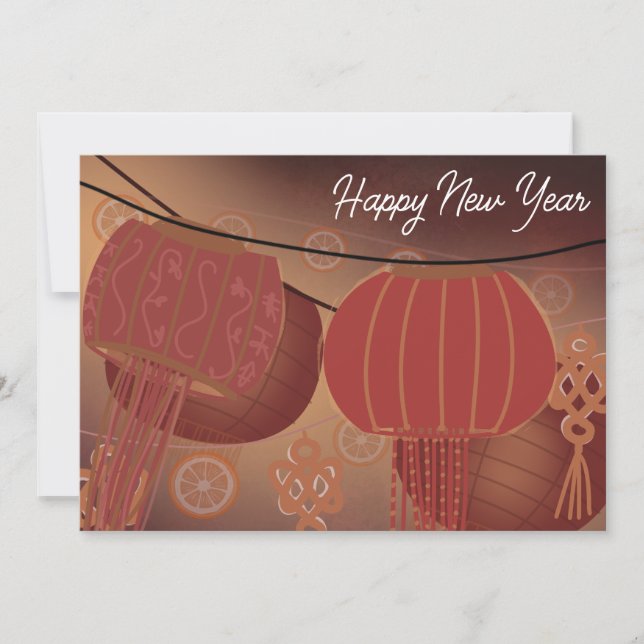 Cartes Pour Fêtes Annuelles lanterne chinoise lunaire photo du Nouvel An (Devant)