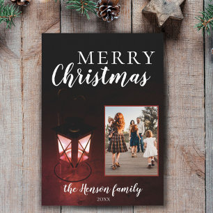 Cartes Pour Fêtes Annuelles Lanterne de fête dans la nuit de Noël Photo de fam
