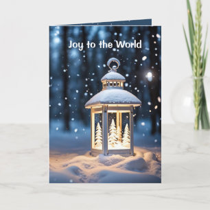 Cartes Pour Fêtes Annuelles Lanterne Lumineuse Dans Les Feux De Neige
