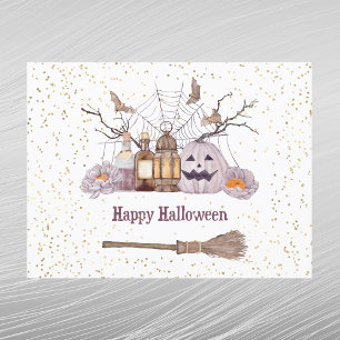 Cartes Pour Fêtes Annuelles Lanterne Web du Citrouille de chambre d'Halloween 