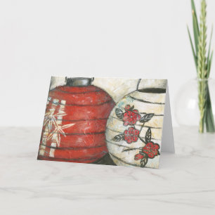 Cartes Pour Fêtes Annuelles Lanternes chinoises de nouvelle année avec
