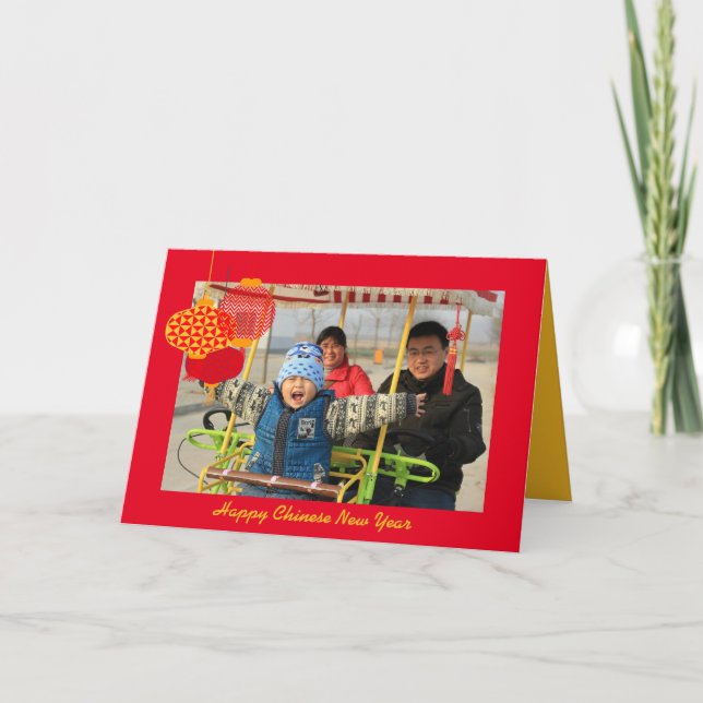 Cartes Pour Fêtes Annuelles Lanternes Photo Nouvel An chinois (Devant)