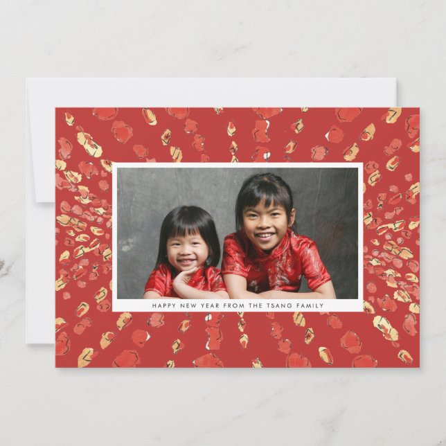 Cartes Pour Fêtes Annuelles Lanternes rouges Chine lunaire photo du Nouvel An (Devant)