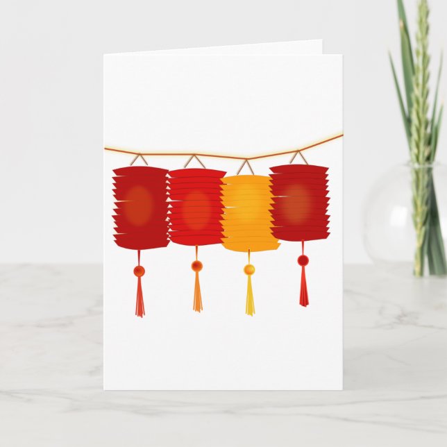 Cartes Pour Fêtes Annuelles lanternes rouges chinoises Nouvel An bonne chance  (Devant)