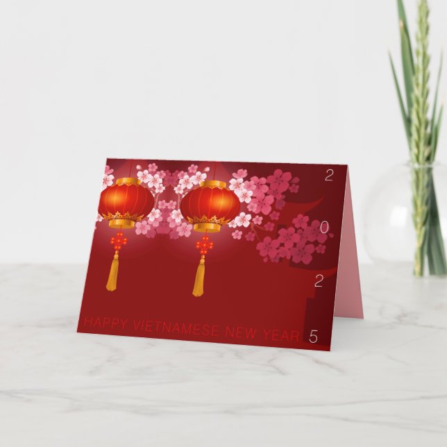 Cartes Pour Fêtes Annuelles Lanterns Hao Dao Joyeux Nouvel An Vietnamien (Devant)