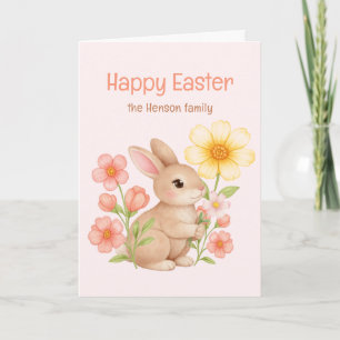Cartes Pour Fêtes Annuelles Lapin aquarelle personnalisé Joyeuses Pâques 