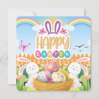 Cartes Pour Fêtes Annuelles Lapin Blanc Joyeux Pâques