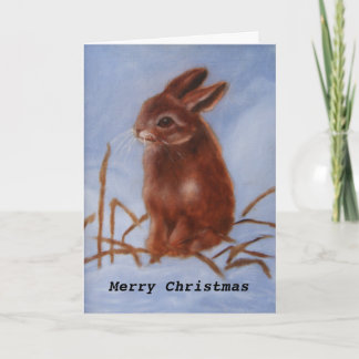Cartes Pour Fêtes Annuelles Lapin Brown dans la neige