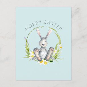 Cartes Pour Fêtes Annuelles Lapin dans la couronne florale Salutation de Pâque