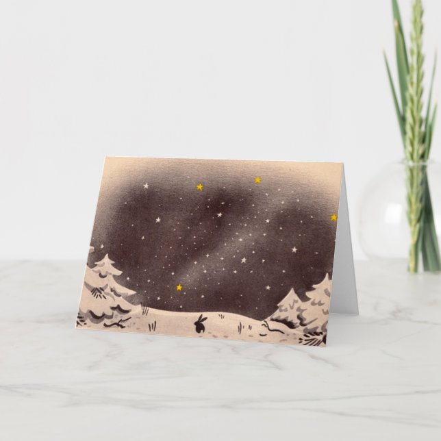 Cartes Pour Fêtes Annuelles Lapin dans la neige : Perfectionnez pour les (Devant)