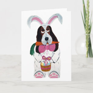 Cartes Pour Fêtes Annuelles Lapin de Basset Hound Pâques