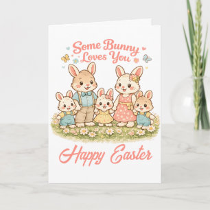 Cartes Pour Fêtes Annuelles Lapin de famille fantaisiste aquarelle Joyeuses Pâ