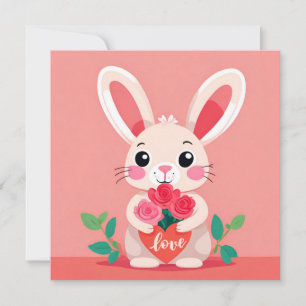 Cartes Pour Fêtes Annuelles Lapin de la Saint Valentin avec Rose