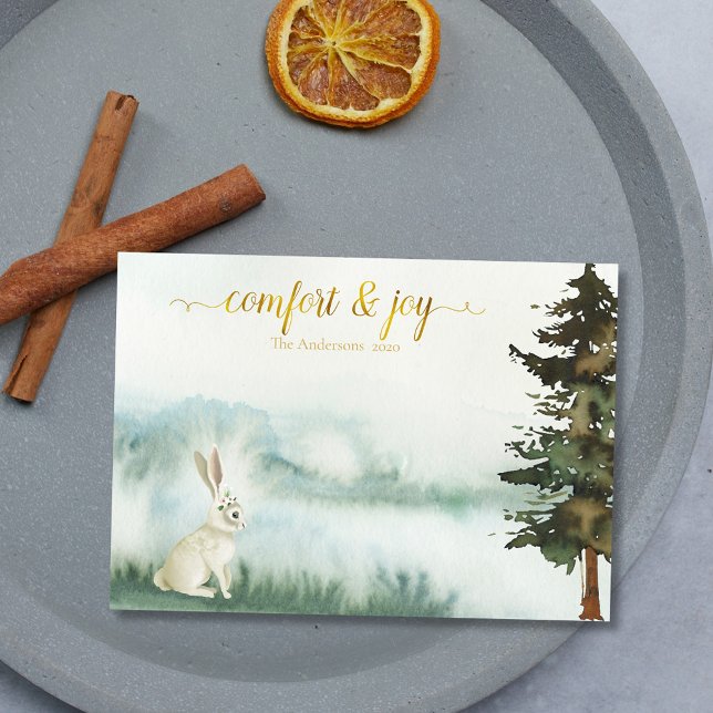 Cartes Pour Fêtes Annuelles Lapin de Noël rustique blanc (Créateur téléchargé)