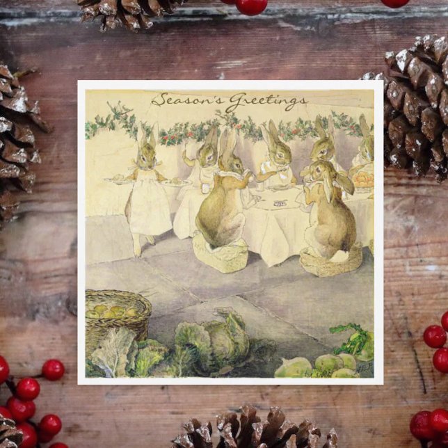 Cartes Pour Fêtes Annuelles Lapin de Noël vintage Beatrix Potter (Créateur téléchargé)