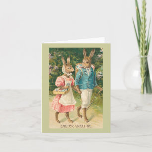 Cartes Pour Fêtes Annuelles Lapin de Pâques amoureux Vintage