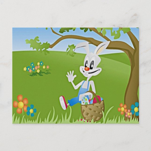 Cartes Pour Fêtes Annuelles Lapin de Pâques avec oeufs (Devant)