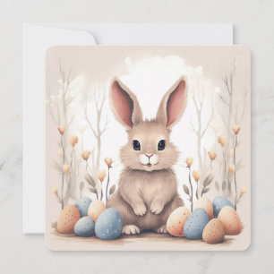 Cartes Pour Fêtes Annuelles Lapin de Pâques avec oeufs colorés