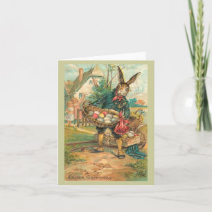 Cartes Pour Fêtes Annuelles Lapin De Pâques Avec Oeufs Pour Enfants Vintage