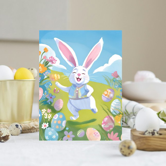 Cartes Pour Fêtes Annuelles Lapin de Pâques | Cute Fleur sauvage pastel (Créateur téléchargé)