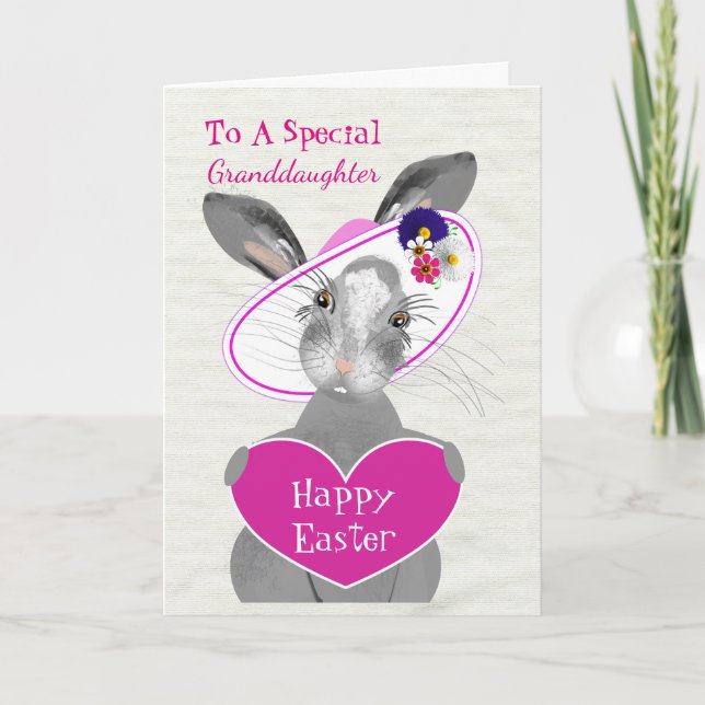 Cartes Pour Fêtes Annuelles Lapin De Pâques Dans Le Bonnet Cute Personnalisé (Devant)