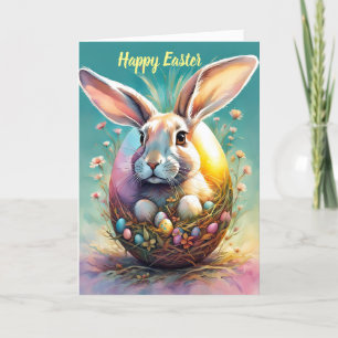 Cartes Pour Fêtes Annuelles Lapin de Pâques dans un panier