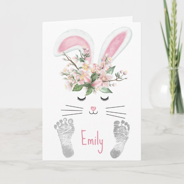 Cartes Pour Fêtes Annuelles Lapin de Pâques de la petite-fille (Devant)