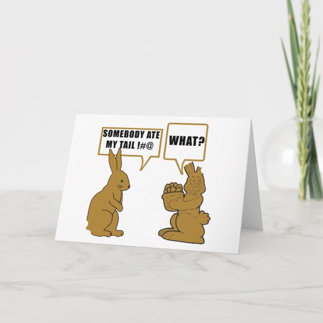Cartes Pour Fêtes Annuelles Lapin de Pâques drôle de chocolat (Devant)