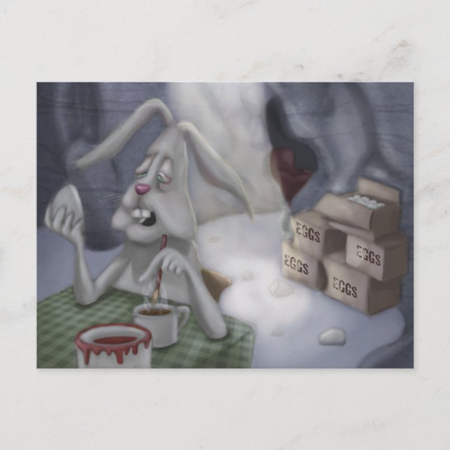 Cartes Pour Fêtes Annuelles Lapin de Pâques fatigué (Devant)