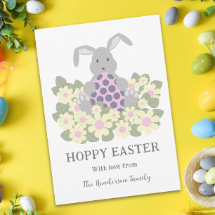 Cartes Pour Fêtes Annuelles Lapin de Pâques Floral Mignon Hoppy Personnalisé