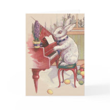 Lapin de Pâques jouant du piano Hyacinthe