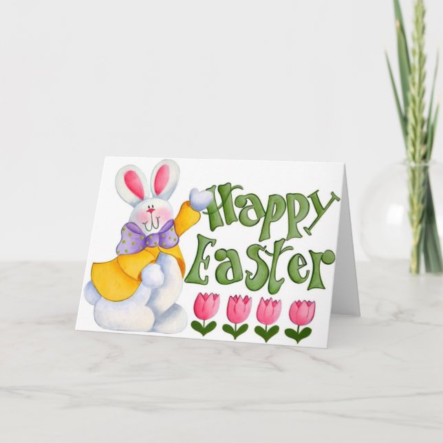 Cartes Pour Fêtes Annuelles Lapin de Pâques mignon (Devant)