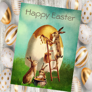 Cartes Pour Fêtes Annuelles Lapin de Pâques Œuf Rétro Vintage